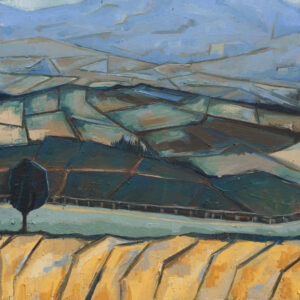 Glooiend landschap in geometrische vormen