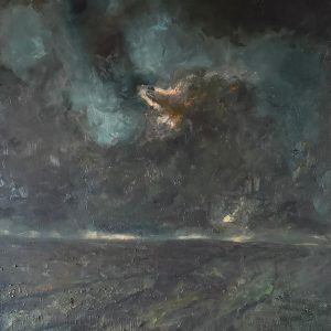 Schilderij met titel: 'Storm' Geschilderd met olieverf op canvas. Afmetingen: 65 cm x 115 cm.